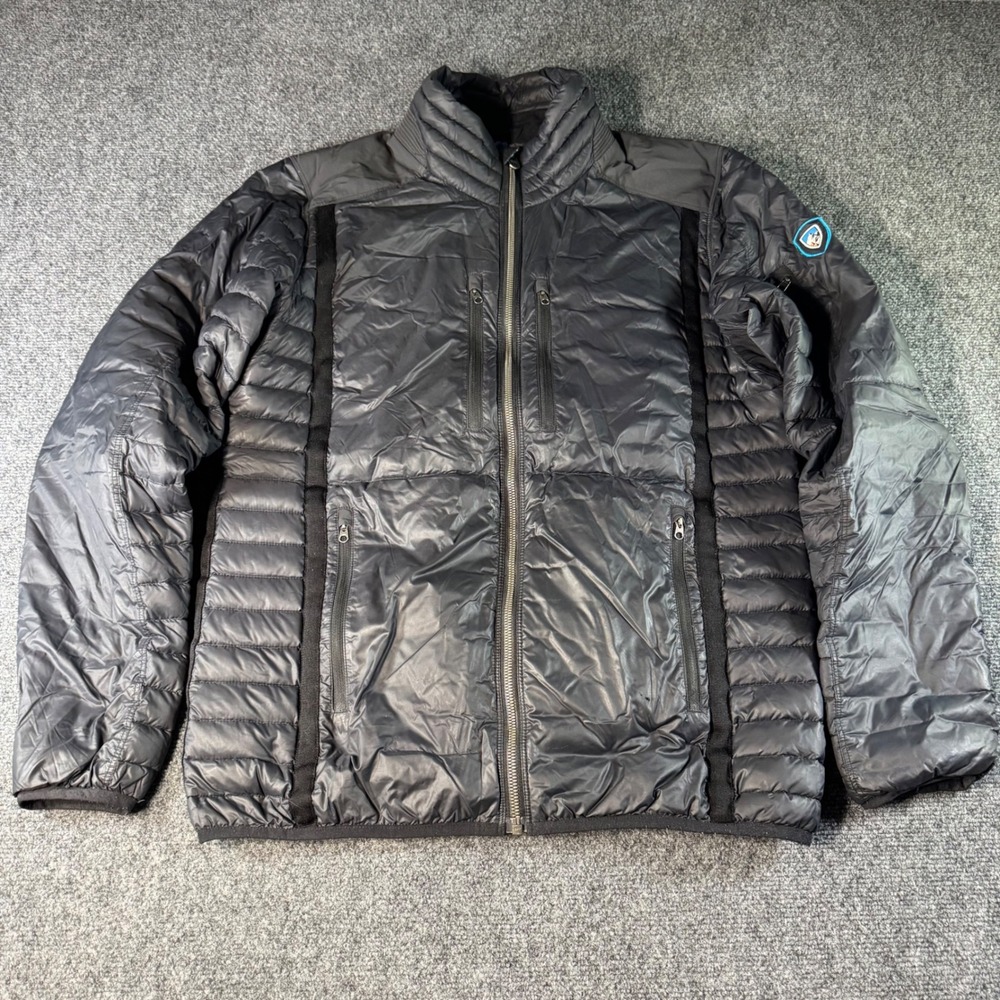 Kuhl Projekt Mens Black Goose Down Puffer Jacket Size Medium Full Zip Pockets
